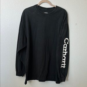 Vintage Carhartt Men's Black Long-Sleeve Logo Tee